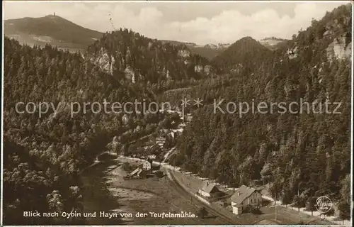 Oybin Blick von der Teufelsmuehle Hayn Hochwald Zittauer Gebirge Kat. Kurort Oybin