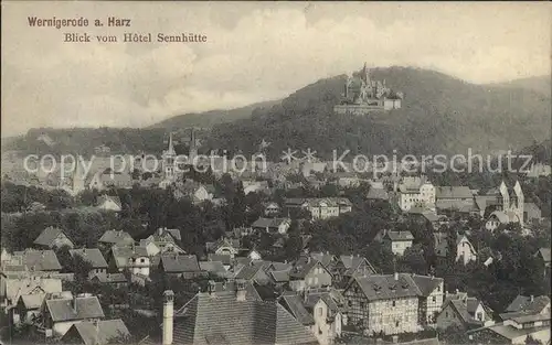 Wernigerode Harz Blick vom Hotel Sennhuette Schloss Kat. Wernigerode