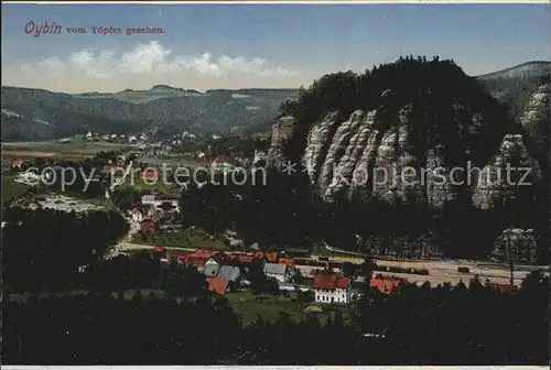 Oybin Panorama Blick zum Berg Oybin Zittauer Gebirge vom Toepfer gesehen Kat. Kurort Oybin