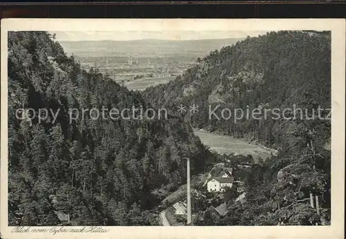 Oybin Panorama Blick vom Berg Oybin nach Zittau Zittauer Gebirge Kuenstlerkarte Kupferdruck Kat. Kurort Oybin