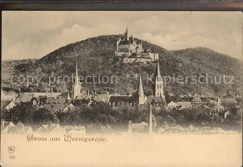 Wernigerode Harz Stadtbild mit Kirche und Schloss Reichspost Kat. Wernigerode