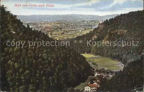 Oybin Blick vom Berg Oybin auf Zittau Zittauer Gebirge Kat. Kurort Oybin