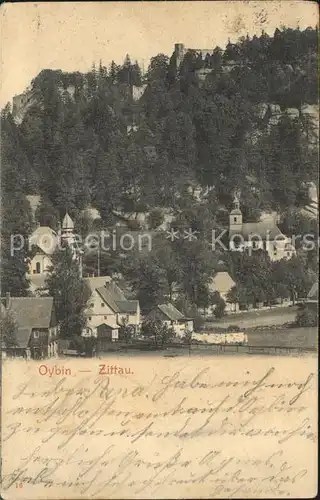 Oybin Ortsansicht mit Kirche Berg Oybin Zittauer Gebirge Kat. Kurort Oybin