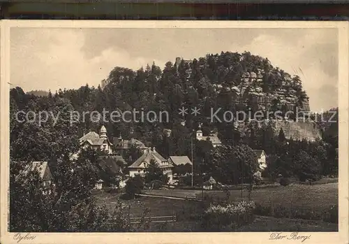 Oybin Ortsansicht mit Kirche Berg Oybin Zittauer Gebirge Kupfertiefdruck Silesia Karte Nr 710 Kat. Kurort Oybin