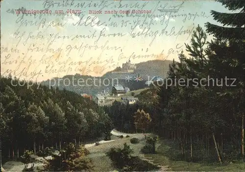 Wernigerode Harz Waldpartie Blick nach dem Schloss Kat. Wernigerode