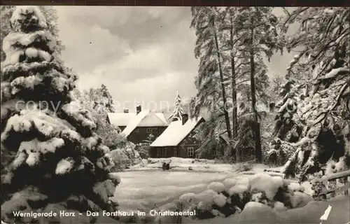 Wernigerode Harz Forsthaus im Christianental Winterlandschaft Kat. Wernigerode