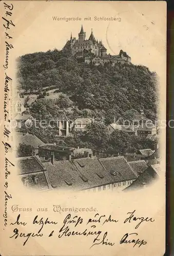 Wernigerode Harz Schlossberg mit Schloss Kat. Wernigerode