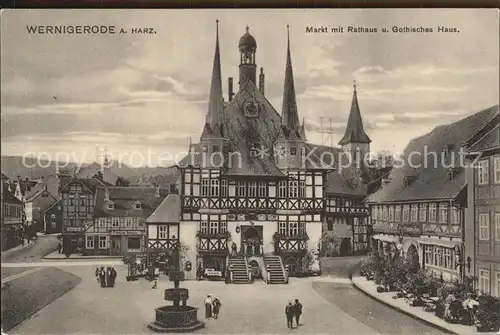 Wernigerode Harz Markt mit Rathaus und Gothisches Haus Kat. Wernigerode