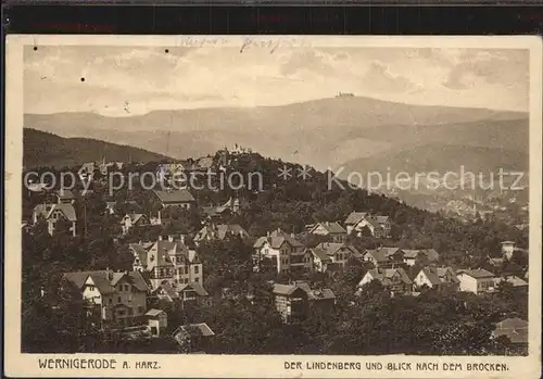 Wernigerode Harz Der Lindenberg und Blick nach dem Brocken Kat. Wernigerode