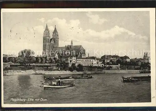 Magdeburg Elbe mit Dom  Kat. Magdeburg