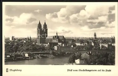 Magdeburg Blick vom Ausstellungsturm auf die Stadt Kat. Magdeburg