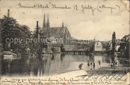 Goerlitz Sachsen Neissepartie mit der Peterskirche Kat. Goerlitz