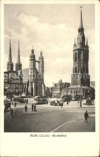 Halle Saale Marktplatz Strassenbahn Kat. Halle