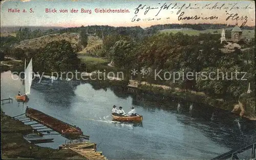 Halle Saale Blick von der Burg Giebichenstein Kat. Halle