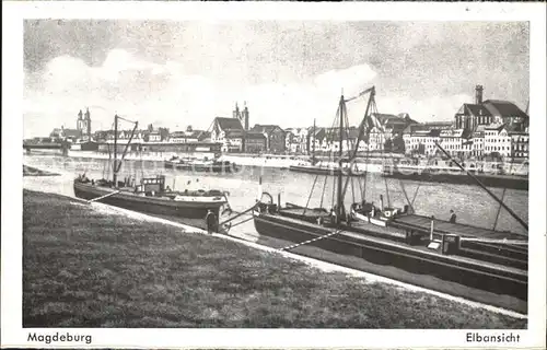 Magdeburg Elbansicht Schiff Kat. Magdeburg