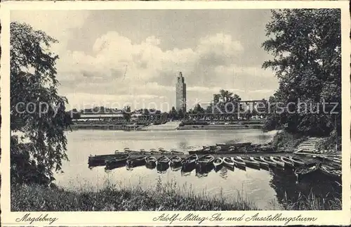 Magdeburg Adolf Mittag See Ausstellungsturm Kat. Magdeburg