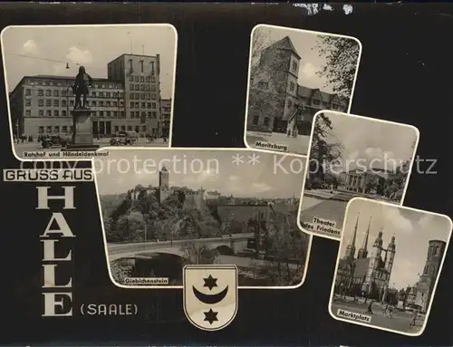 Halle Saale Ratshof Haendeldenkmal Moritzburg Marktplatz Kat. Halle