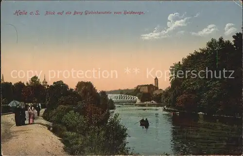 Halle Saale Blick auf Burg Giebichenstein vom Heidewege Kat. Halle