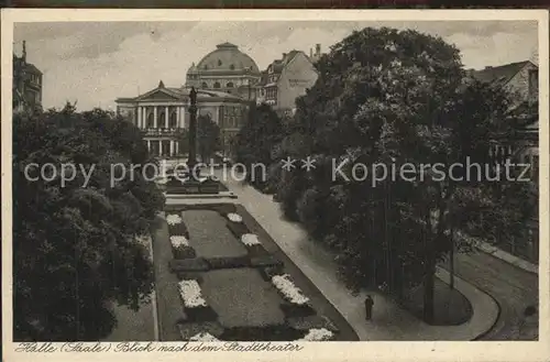 Halle Saale Blick nach dem Stadttheater  Kat. Halle