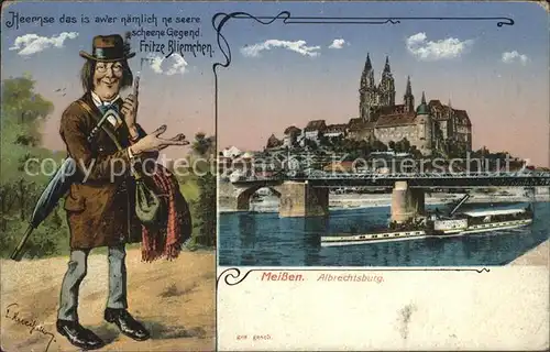 Meissen Elbe Sachsen Albrechtsburg und Fritze Bliemchen Kat. Meissen