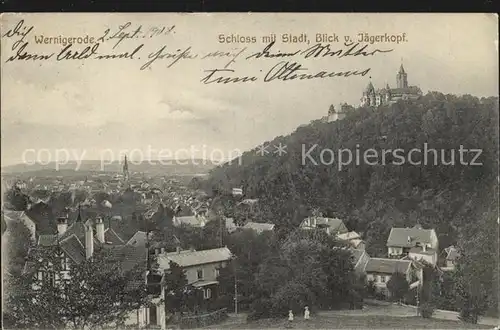 Wernigerode Harz Schloss Blick vom Jaegerkopf Kat. Wernigerode