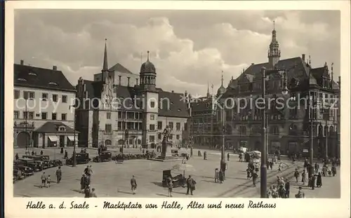 Halle Saale Marktplatz altes und neues Rathaus Kat. Halle