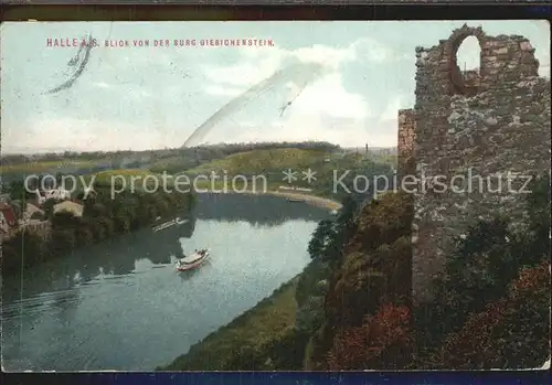 Halle Saale Blick von der Burg Giebichenstein Kat. Halle