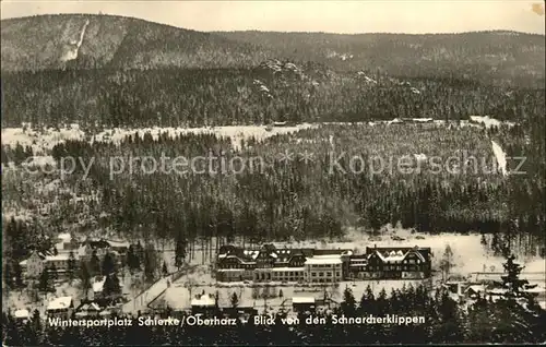 Schierke Harz Wintersportplatz Blick von Schnarcherklippen Kat. Schierke Brocken