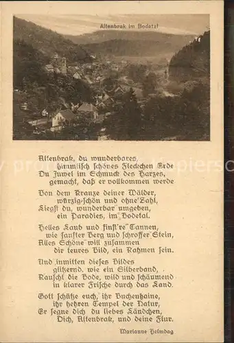 Altenbrak Harz Bodetal Ortsansicht Gedicht Altenbrak du wunderbares himmlisch Kat. Altenbrak