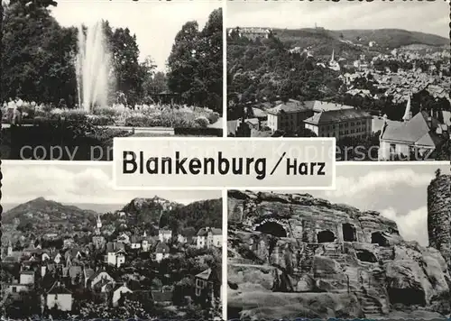 Blankenburg Harz Thie Park Springbrunnen Burg Ruine Ortsansicht Kat. Blankenburg