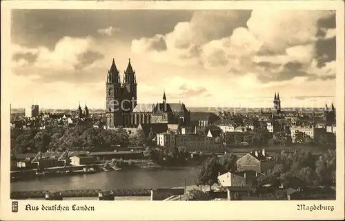 Magdeburg Blick vom Ausstellungsturm auf Stadt Letzlinger Heide Kat. Magdeburg