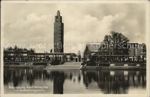 Magdeburg Adolf Mittagsee Ausstellungsturm Kat. Magdeburg