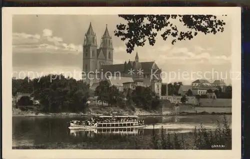 Magdeburg Dom Elbe Schiff MS Adler Kat. Magdeburg