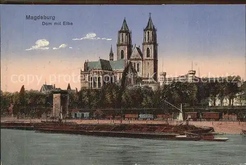 Magdeburg Dom Elbe Schiff Kat. Magdeburg