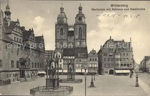 Wittenberg Lutherstadt Marktplatz Rathaus Stadtkirche  Kat. Wittenberg