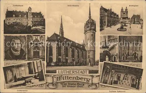 Wittenberg Lutherstadt Lutherstube Lutherhaus Schlosskirche Marktplatz Luthers Lehrstuhl Kat. Wittenberg