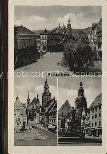 Eisleben Marktplatz Rathaus Turm Andreaskirche Lutherdenkmal Kat. Eisleben