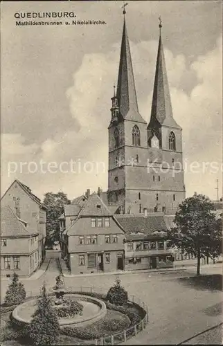 Quedlinburg Mathildenbrunnen Nikolaikirche Kat. Quedlinburg