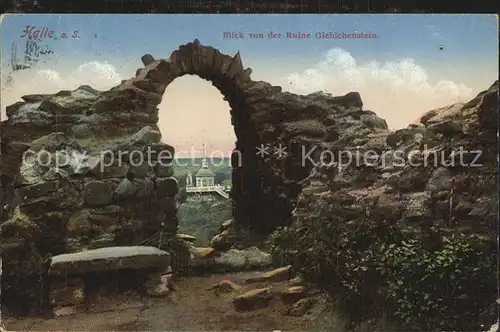 Halle Saale Blick von Ruine Giebichenstein Kat. Halle