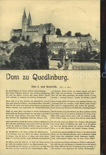 Quedlinburg Dom Gedicht Otto I und Heinrich Kat. Quedlinburg