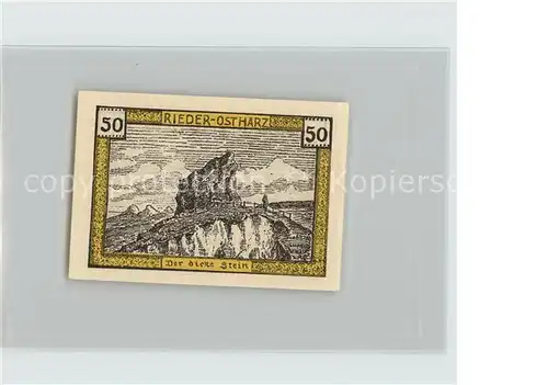 Rieder Quedlinburg Ostharz 50 Pfennig Der dicke Stein Kat. Rieder Quedlinburg