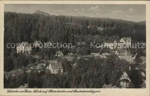 Schierke Harz Blick auf Oberschierke Feuersteinklippen Kat. Schierke Brocken