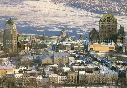 Quebec Old City in the winter Air view Kat. Quebec