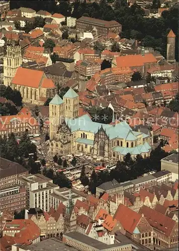 Muenster Westfalen Stadtzentrum mit St Paulus Dom ueberwasserkirche und Buddenturm Fliegeraufnahme Kat. Muenster