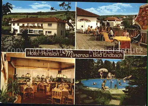 Bad Endbach Hotel Pension Minerva Terrasse Gastraum Swimmingpool Kat. Bad Endbach