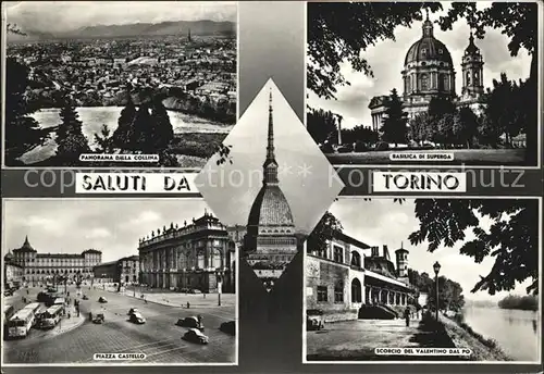 Torino Panorama della Collina Basilica di Superga Piazza Castello Scorcio del Valentino dal Po Kat. Torino