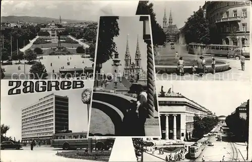 Zagreb Teilansichten Kirche Brunnen Hotel Kat. Zagreb