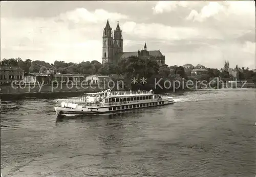 Magdeburg Elbe und Dom Fahrgastschiff Kat. Magdeburg