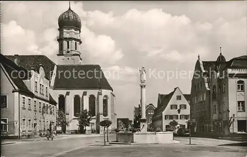 Schongau Marienplatz mit Pfarrkirche Kat. Schongau