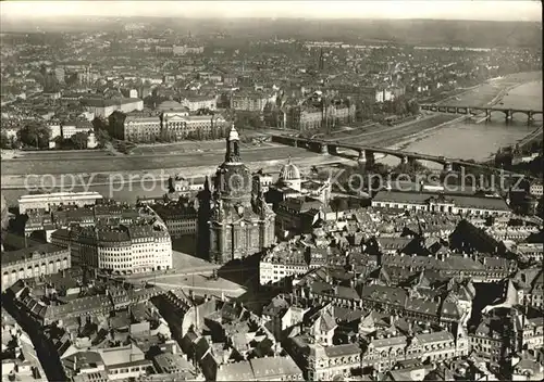 Dresden Fliegeraufnahme Neumarkt Frauenkirche Neustadt Kat. Dresden Elbe